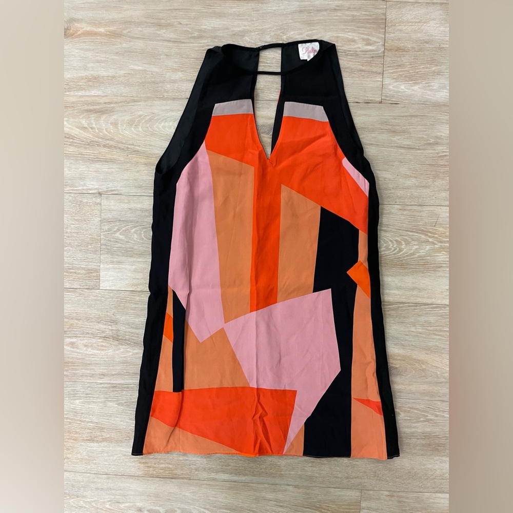 Parker multi colored Geometric Keyhole Mermaid Shift Dress size XS